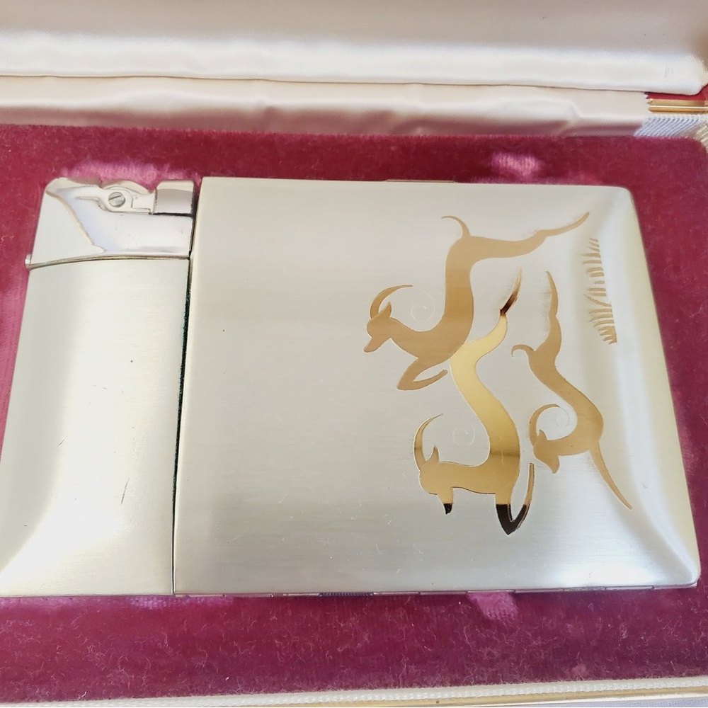 VTG 1950s Elgin Light-O-Matic Combo Case Gold & Silver Gazelle in Original Box